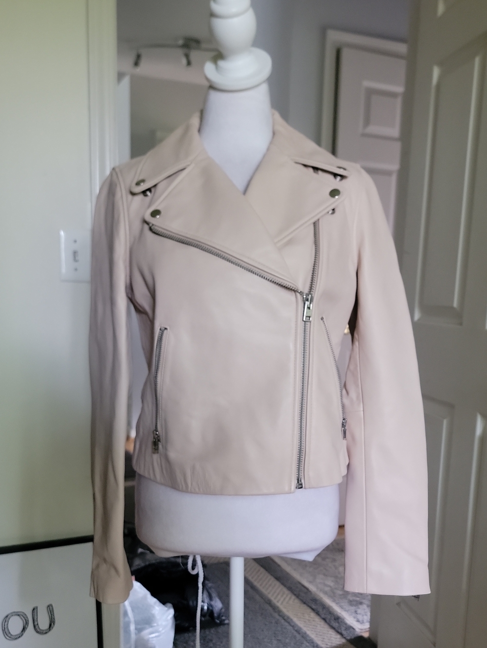 J. Crew Blush Cream Leather Moto Jacket NWT